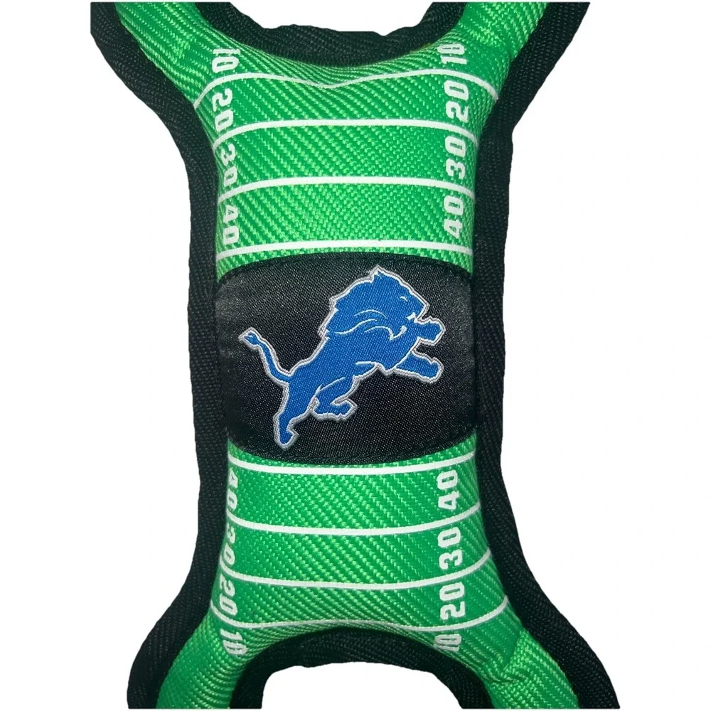 Detroit Lions NFL Dog Toy‎ Tug Squeaky Football Field Durable Pet Chew NEW